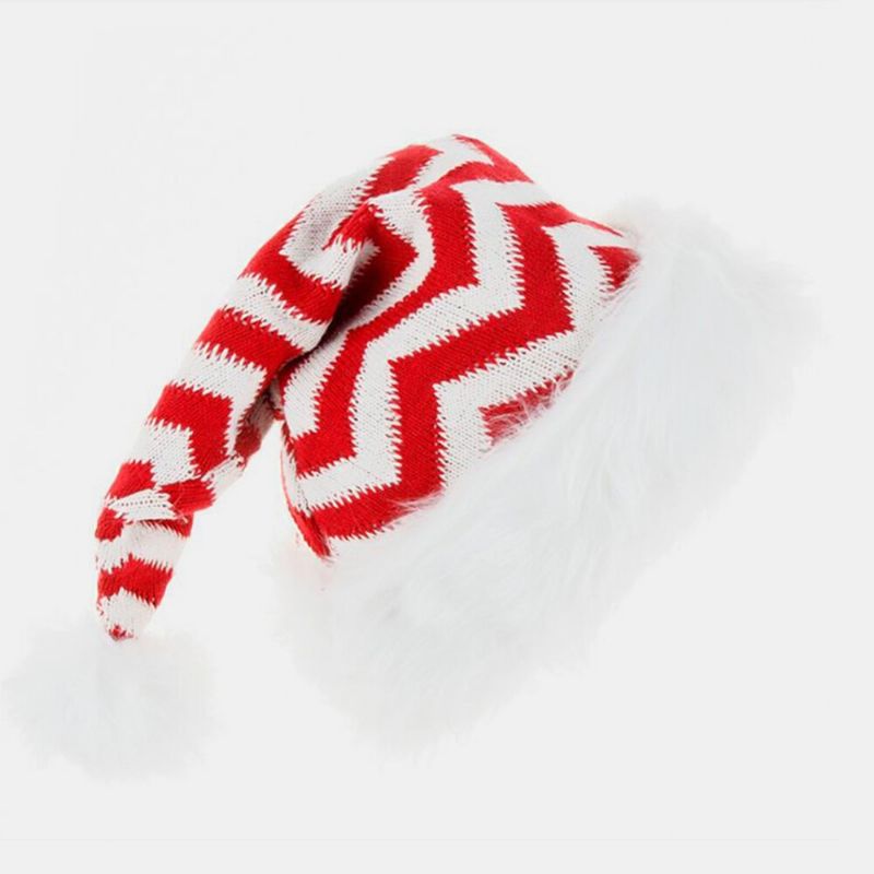 Unisexe Tricoté En Peluche Noël Chapeau De Père Noël Flocon De Neige Motif À Rayures Chaud Chapeau Tricoté Festif Chapeau De Noël