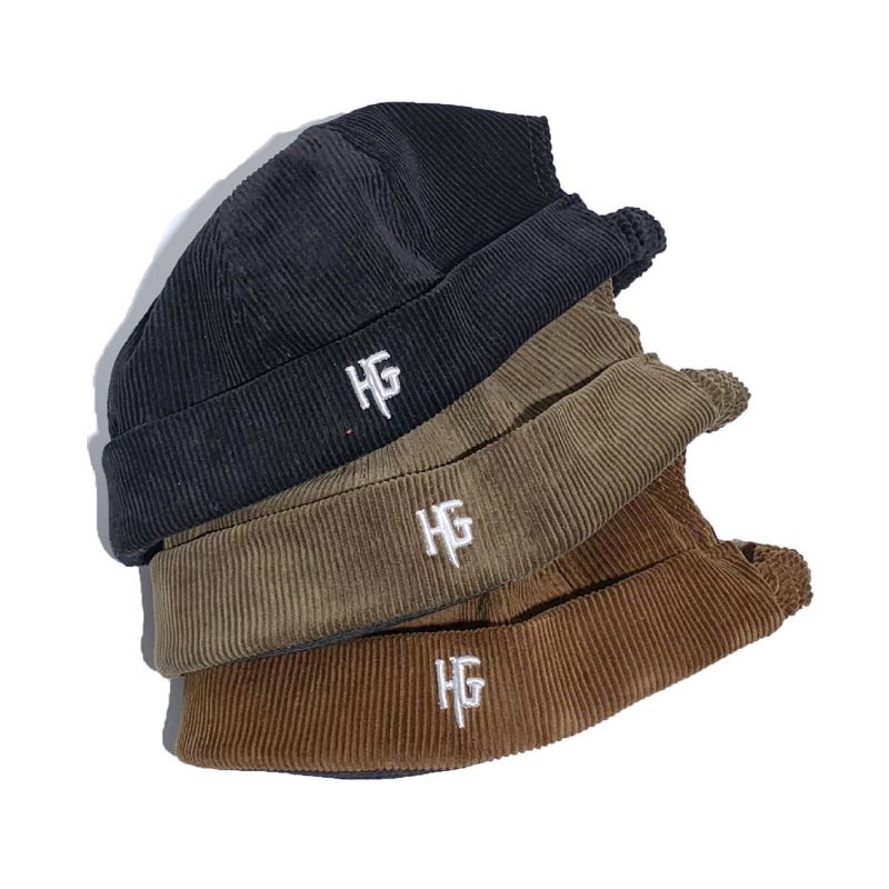 Unisexe En Velours Côtelé Brodé H G Patten Casual Brimless Beanie Landlord Hat Skull Cap