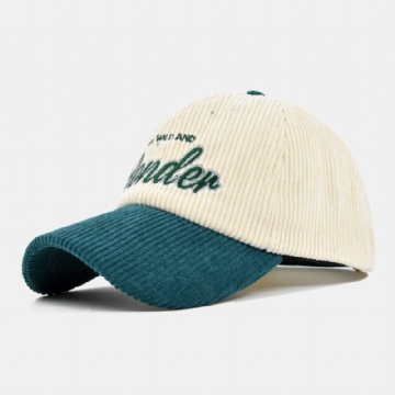 Unisexe Velours Côtelé Dôme Lettre Broderie Casquette De Baseball Mode Couleur Contraste Chaleur Ivy Cap