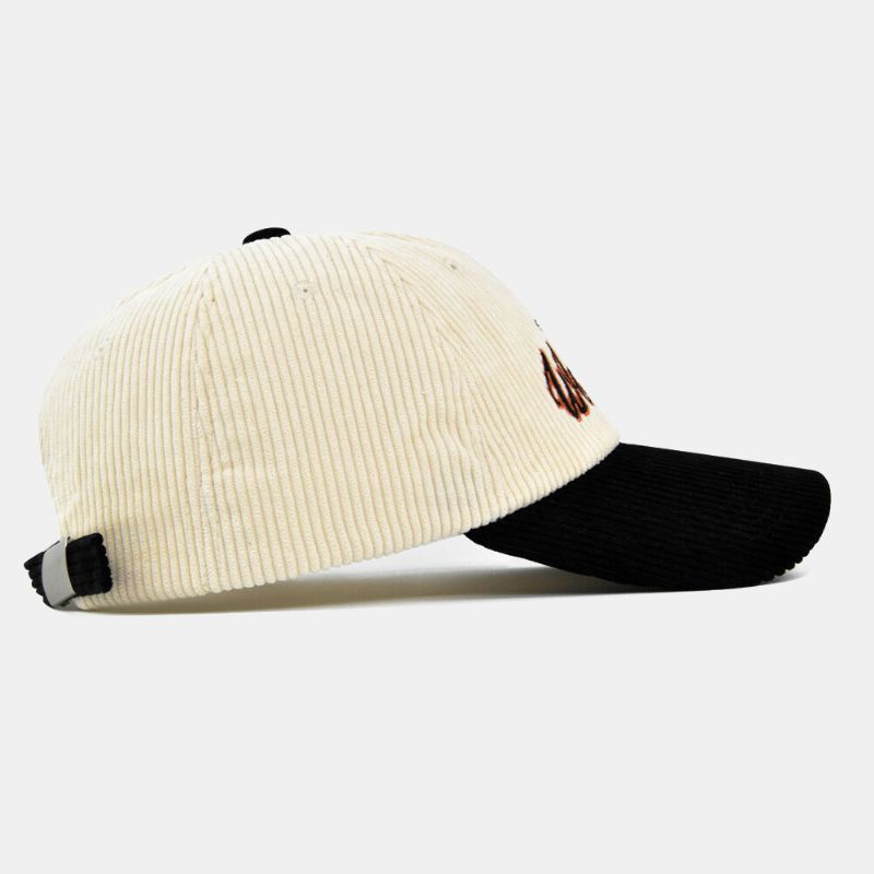 Unisexe Velours Côtelé Dôme Lettre Broderie Casquette De Baseball Mode Couleur Contraste Chaleur Ivy Cap