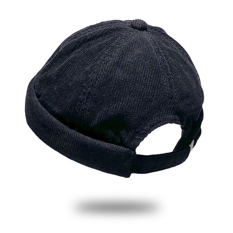 Unisexe Velours Côtelé Vintage Casual Réglable Hip Hop Brimless Beanie Landlord Hat Skull Cap