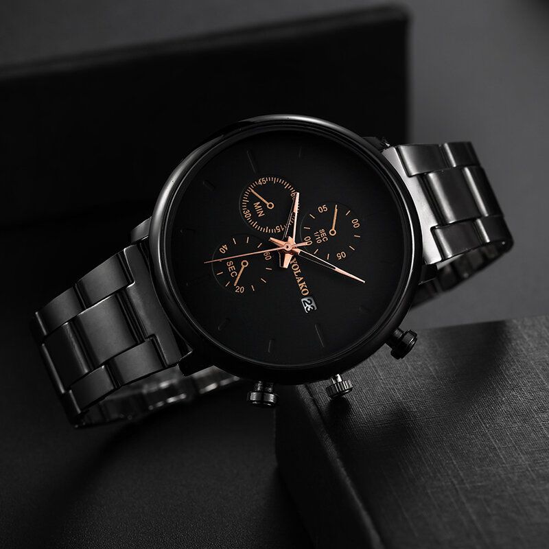 Verre De Dureté Élevée Mode Bracelet En Métal Pour Hommes Montre Étanche Montre À Quartz