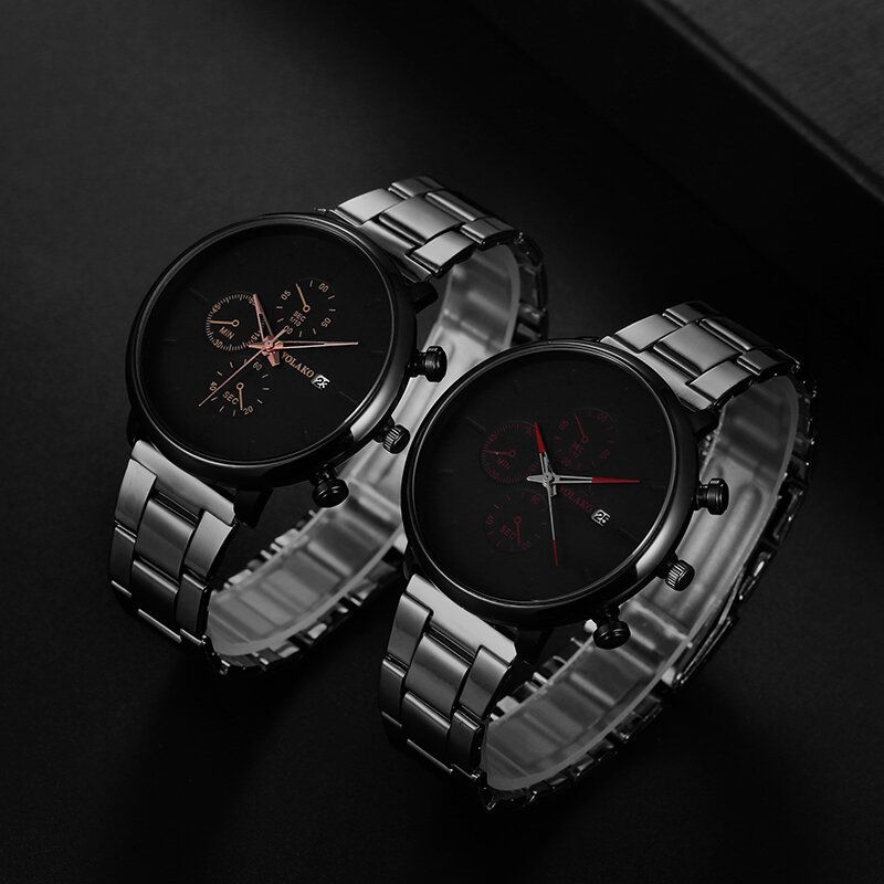 Verre De Dureté Élevée Mode Bracelet En Métal Pour Hommes Montre Étanche Montre À Quartz