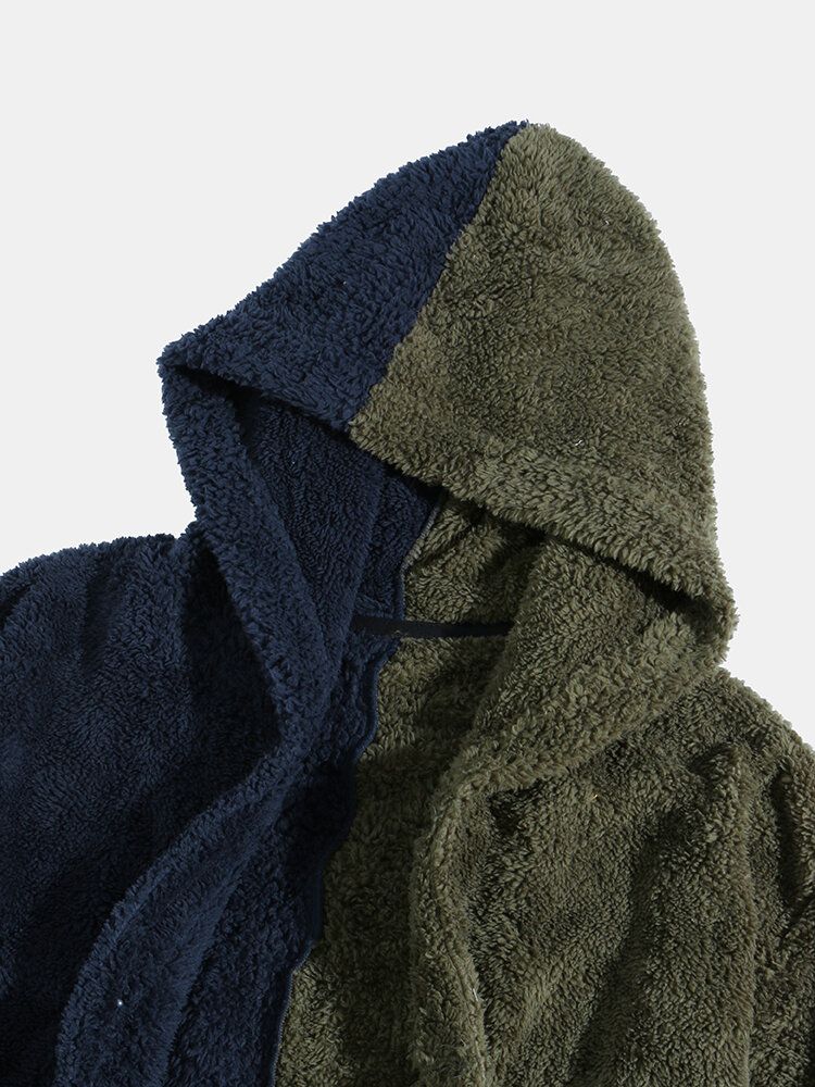 Veste À Capuche Décontractée Boutonnée En Peluche Pour Homme