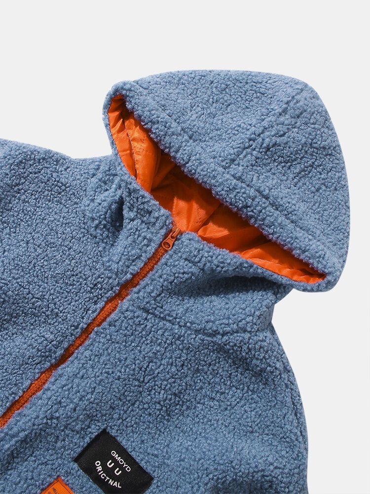 Veste À Capuche En Peluche Avec Lettre Brodée Pour Homme Avec Poche