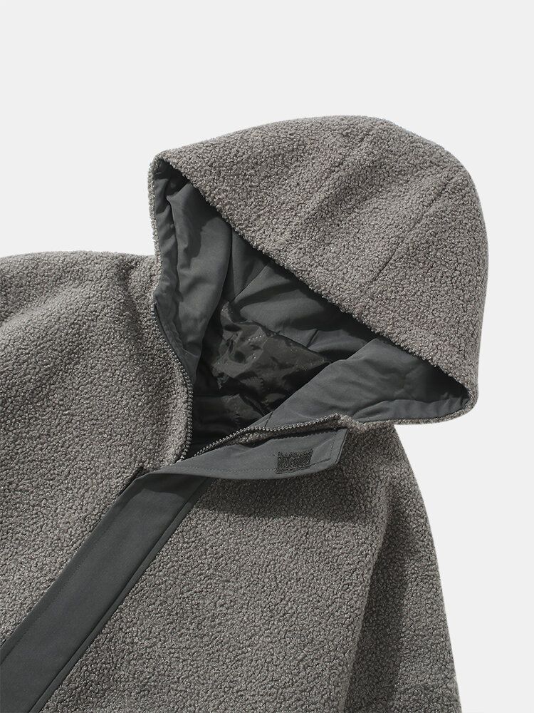 Veste À Capuche En Peluche À Double Poche Pour Homme