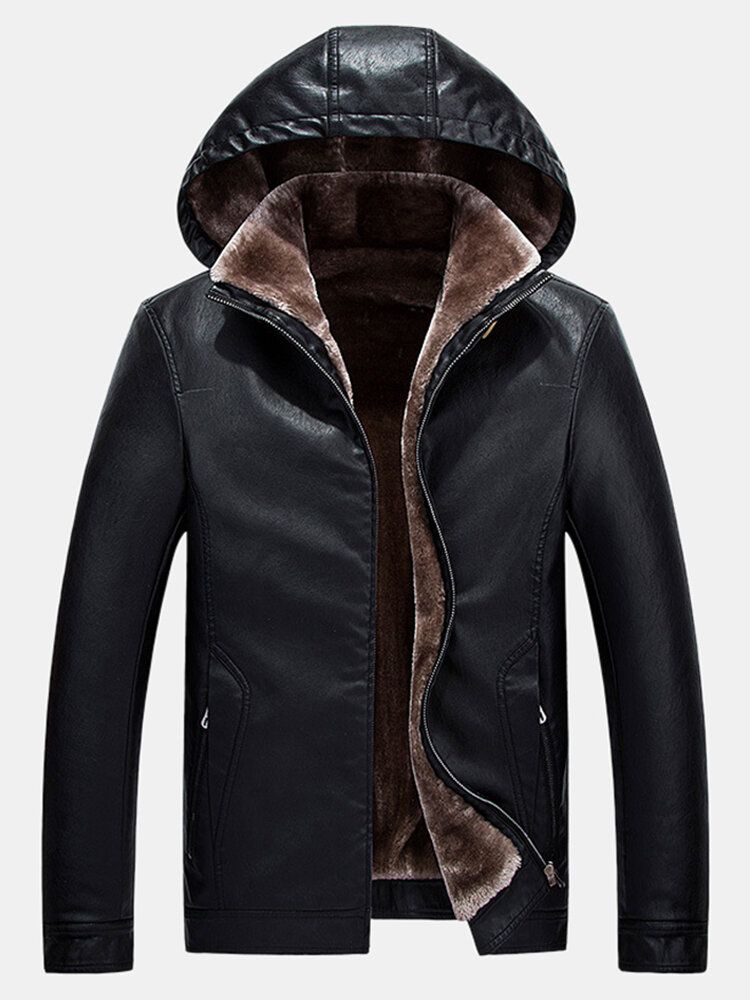 Veste Chaude À Capuche Coupe-vent Avec Fermeture Éclair Pour Homme