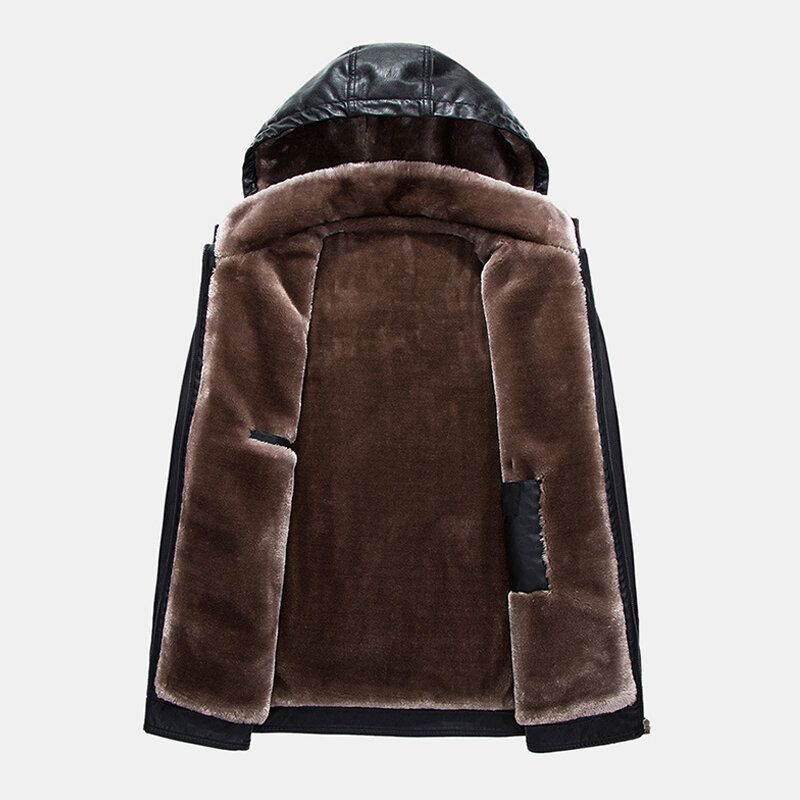 Veste Chaude À Capuche Coupe-vent Avec Fermeture Éclair Pour Homme