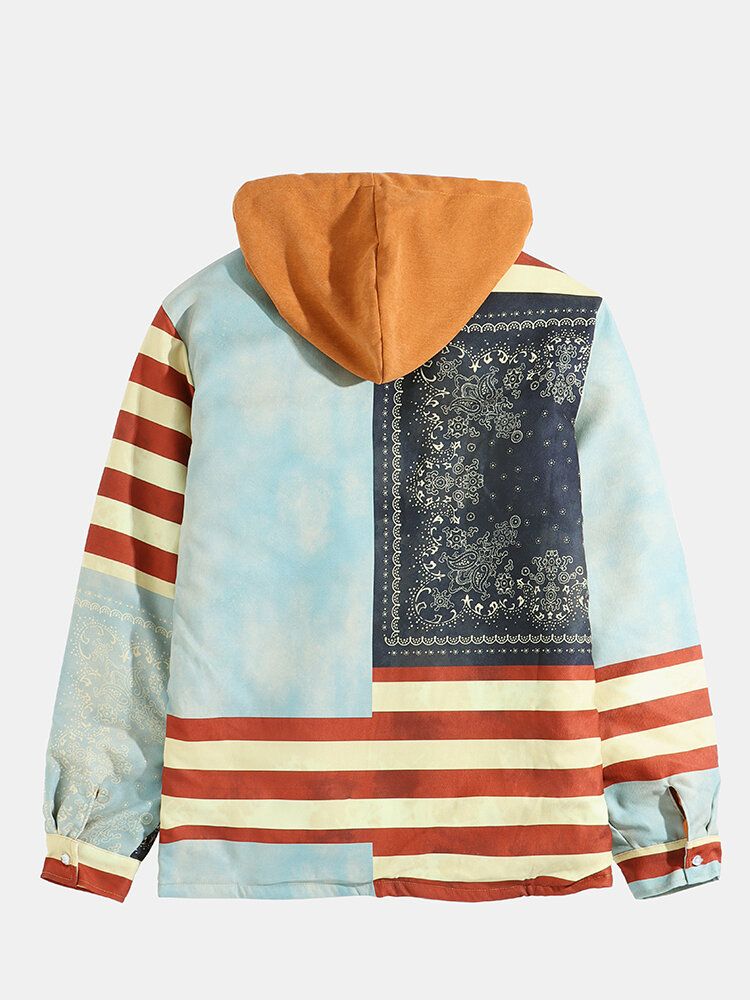 Veste Chemise À Capuche Vintage À Rayures De Style Ethnique Pour Hommes