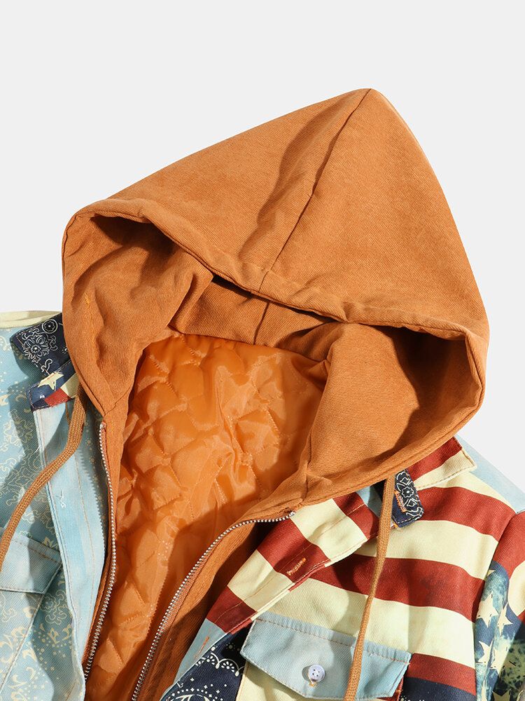 Veste Chemise À Capuche Vintage À Rayures De Style Ethnique Pour Hommes