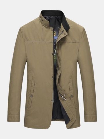 Veste Classique À Col Montant Et Poche Pour Hommes