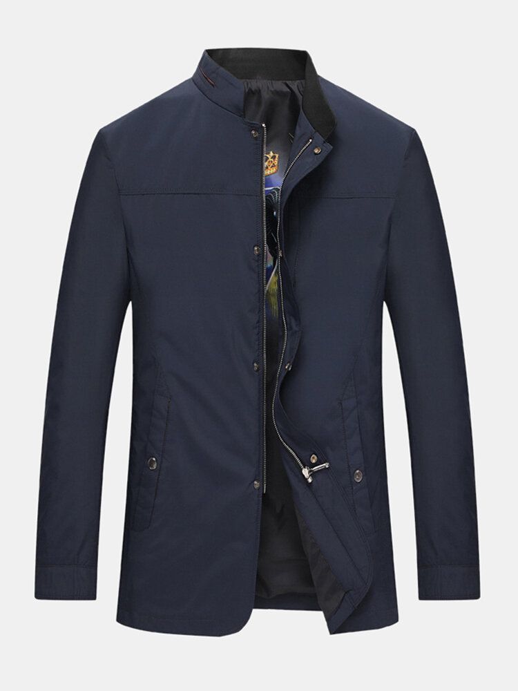 Veste Classique À Col Montant Et Poche Pour Hommes