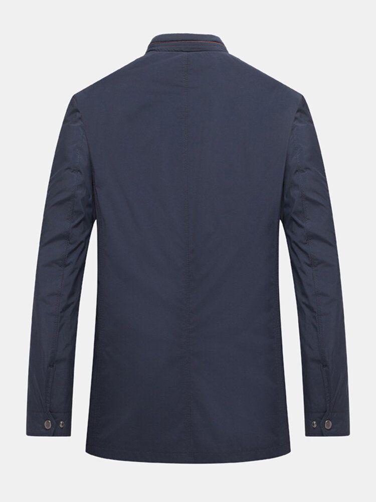 Veste Classique À Col Montant Et Poche Pour Hommes