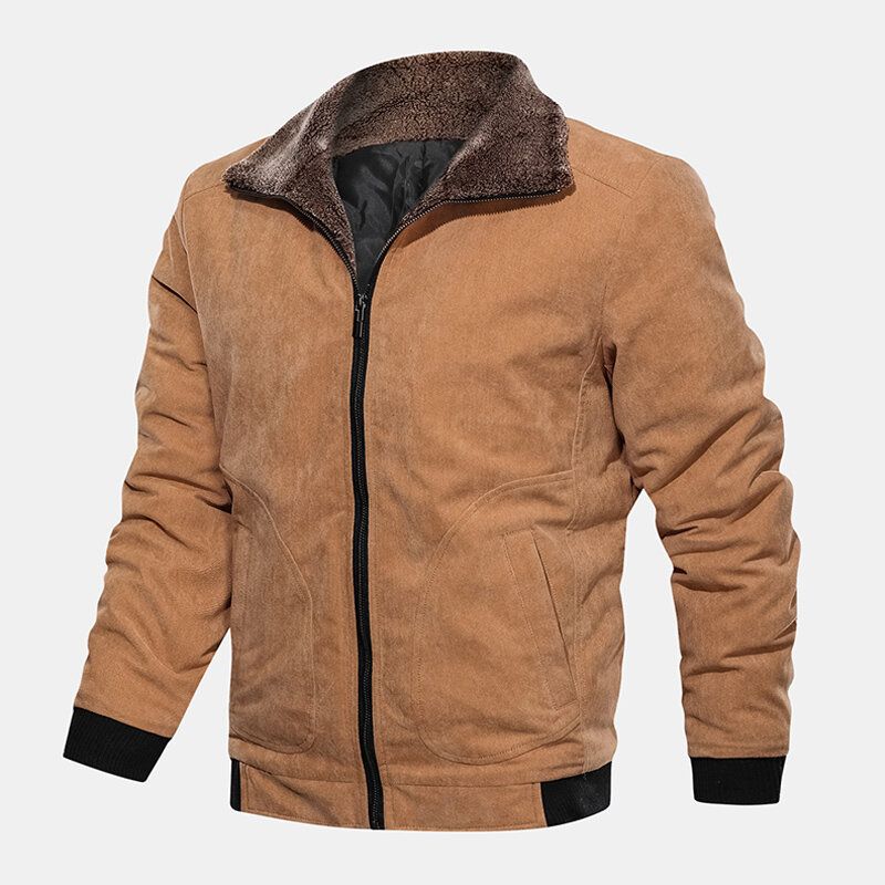 Veste À Col Rabattu Chaud En Velours Épais Vintage Pour Homme