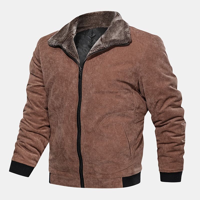 Veste À Col Rabattu Chaud En Velours Épais Vintage Pour Homme