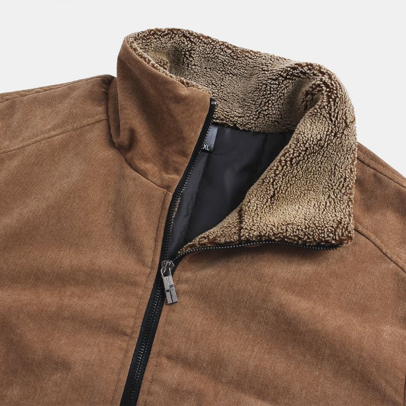 Veste À Col Rabattu Chaud En Velours Épais Vintage Pour Homme