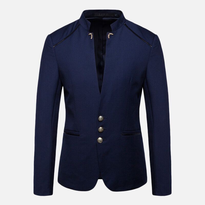 Veste De Costume Slim À Col Montant Pour Homme Blazers