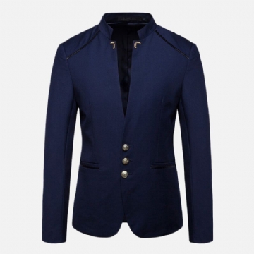 Veste De Costume Slim À Col Montant Pour Homme Blazers