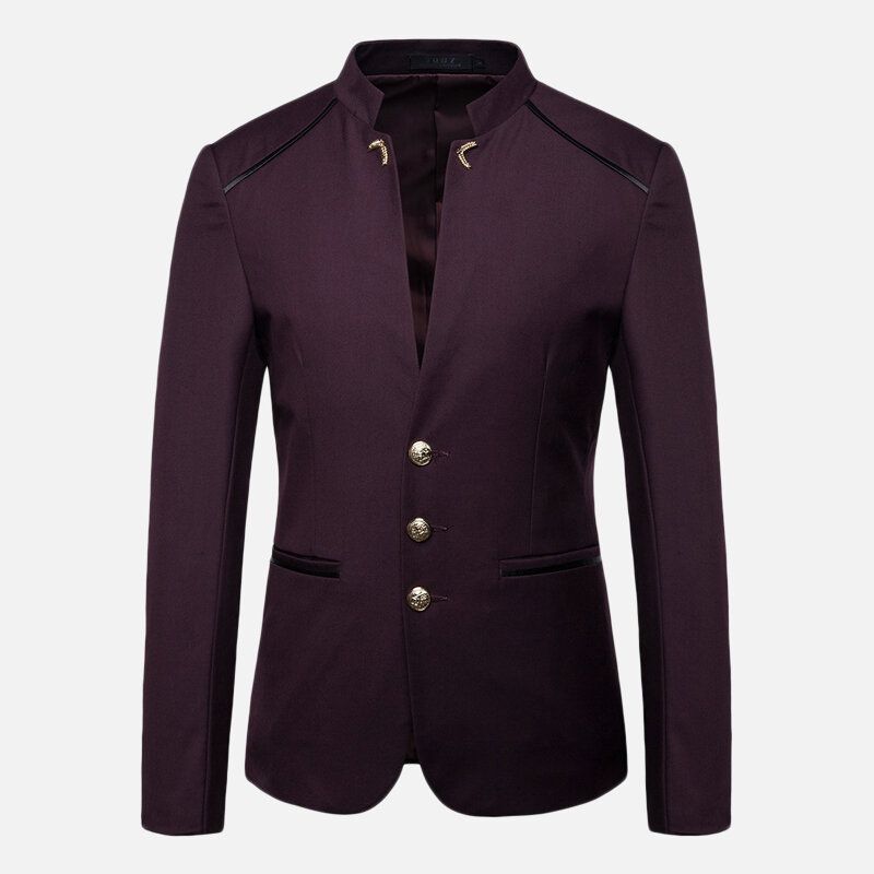 Veste De Costume Slim À Col Montant Pour Homme Blazers