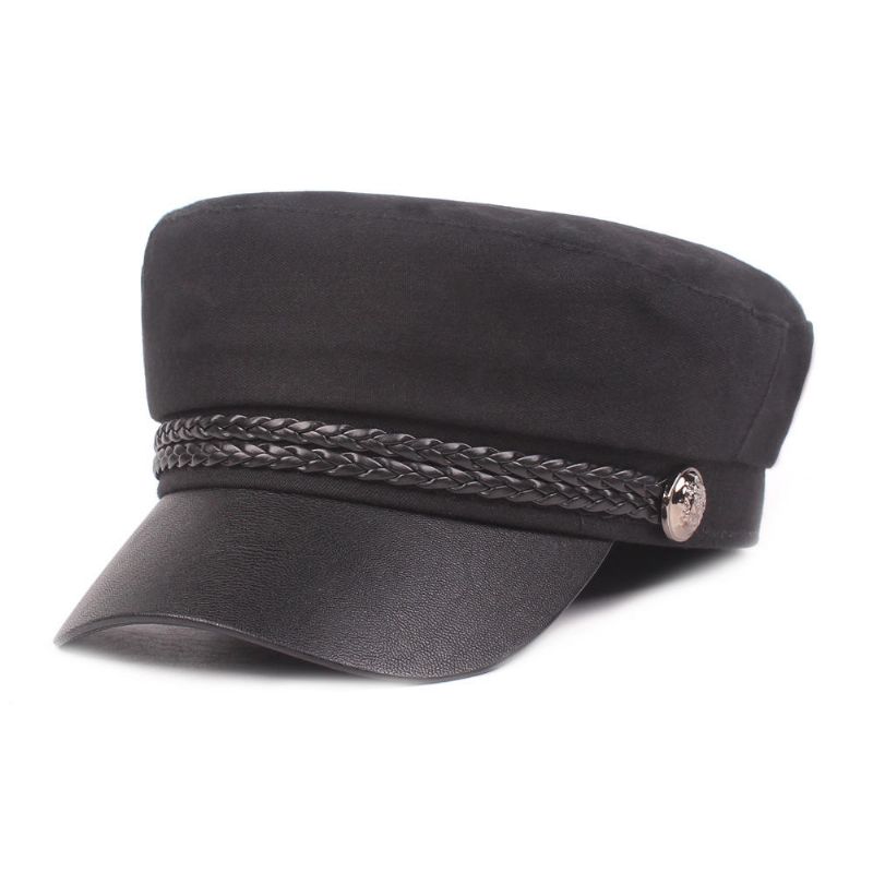 Veste En Cuir Pour Femme Casquette Marine Casquette Plate Casquette Militaire Rétro