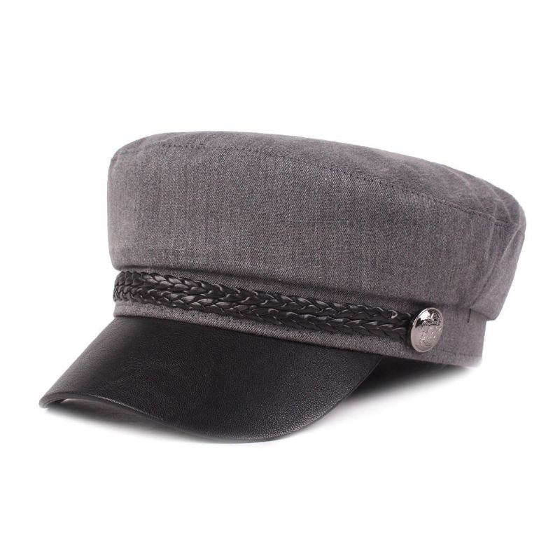 Veste En Cuir Pour Femme Casquette Marine Casquette Plate Casquette Militaire Rétro