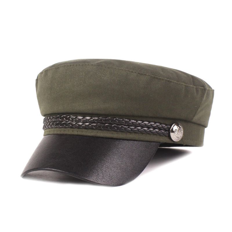 Veste En Cuir Pour Femme Casquette Marine Casquette Plate Casquette Militaire Rétro