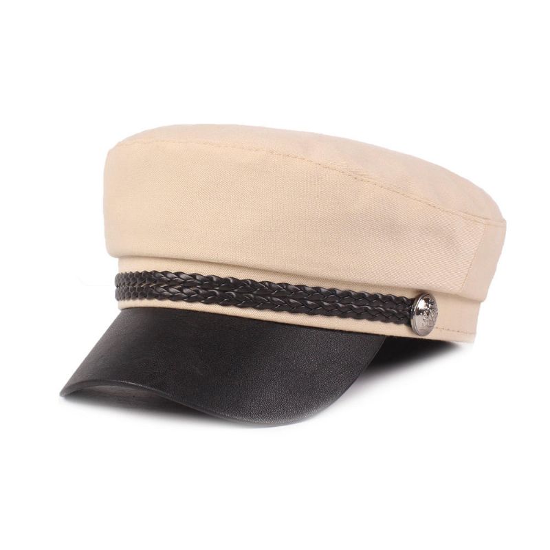 Veste En Cuir Pour Femme Casquette Marine Casquette Plate Casquette Militaire Rétro