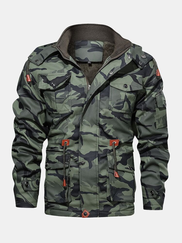 Veste En Cuir Pu À Capuche Avec Cordon De Serrage Pour Homme