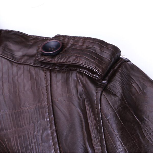 Veste En Cuir Pu De Qualité Pour Homme Coupe Ajustée En Peluche Épaisse Et Chaude