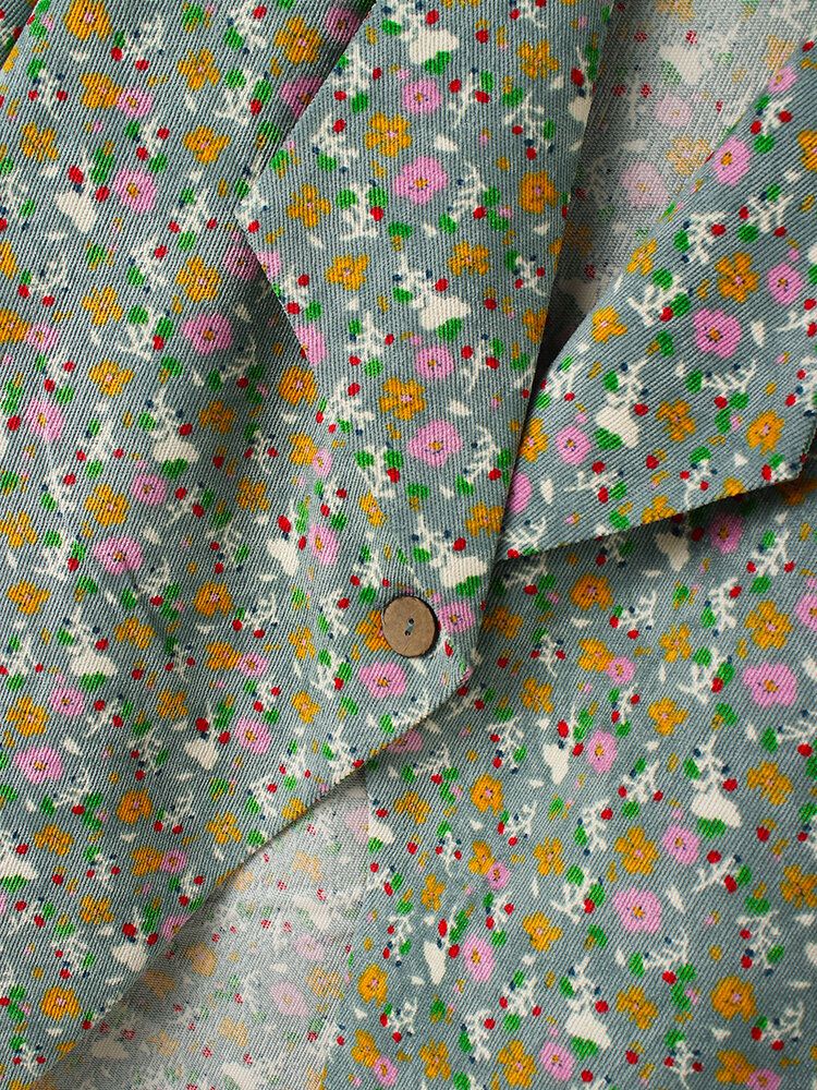 Veste Décontractée À Manches 3/4 À Imprimé Floral Bohème Pour Femme