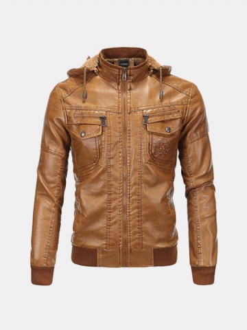 Veste Décontractée Vintage Épaissir Moto Pu