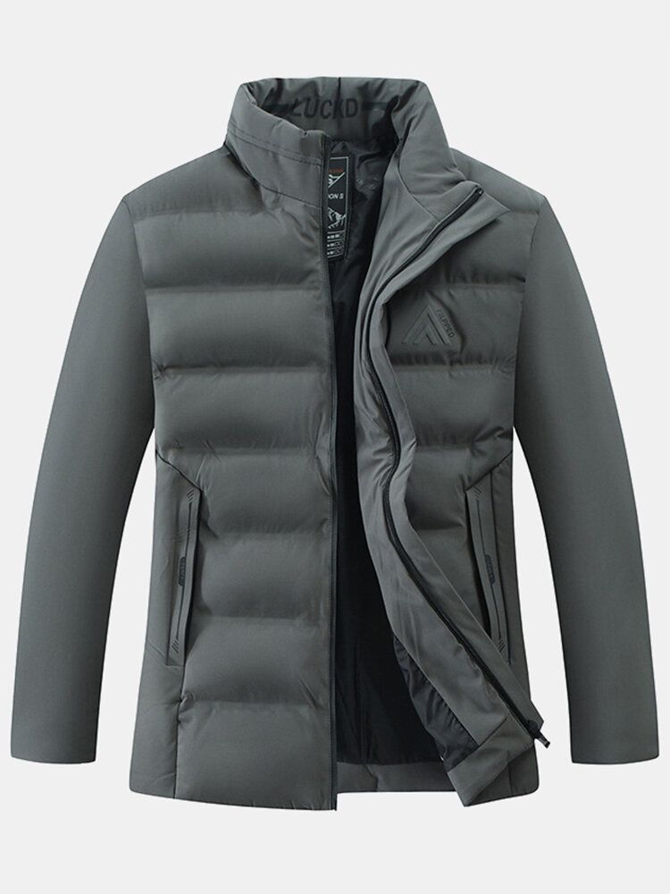 Veste En Duvet Avec Poche À Col Montant Et Couleur Unie Pour Hommes