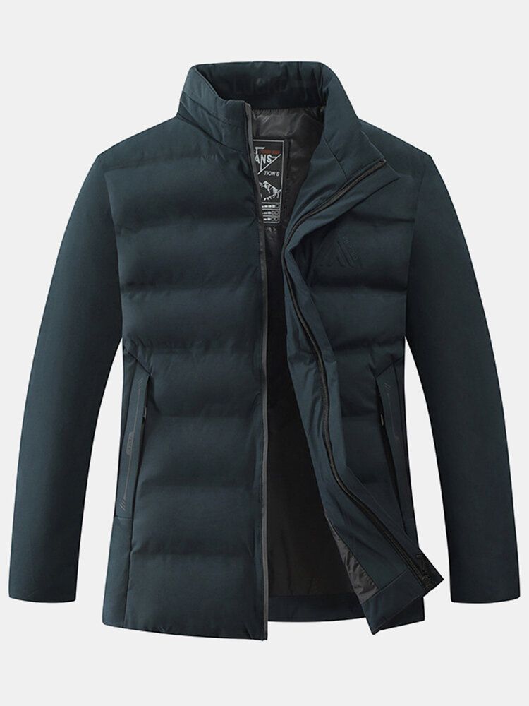 Veste En Duvet Avec Poche À Col Montant Et Couleur Unie Pour Hommes