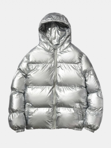 Veste En Duvet Confortable À Capuche Et Fermeture Éclair Pour Homme Avec Poche