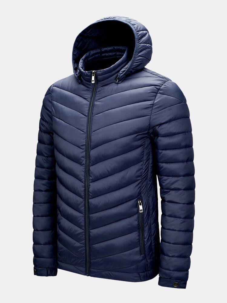 Veste En Duvet De Couleur Unie À Capuche Amovible Pour Hommes