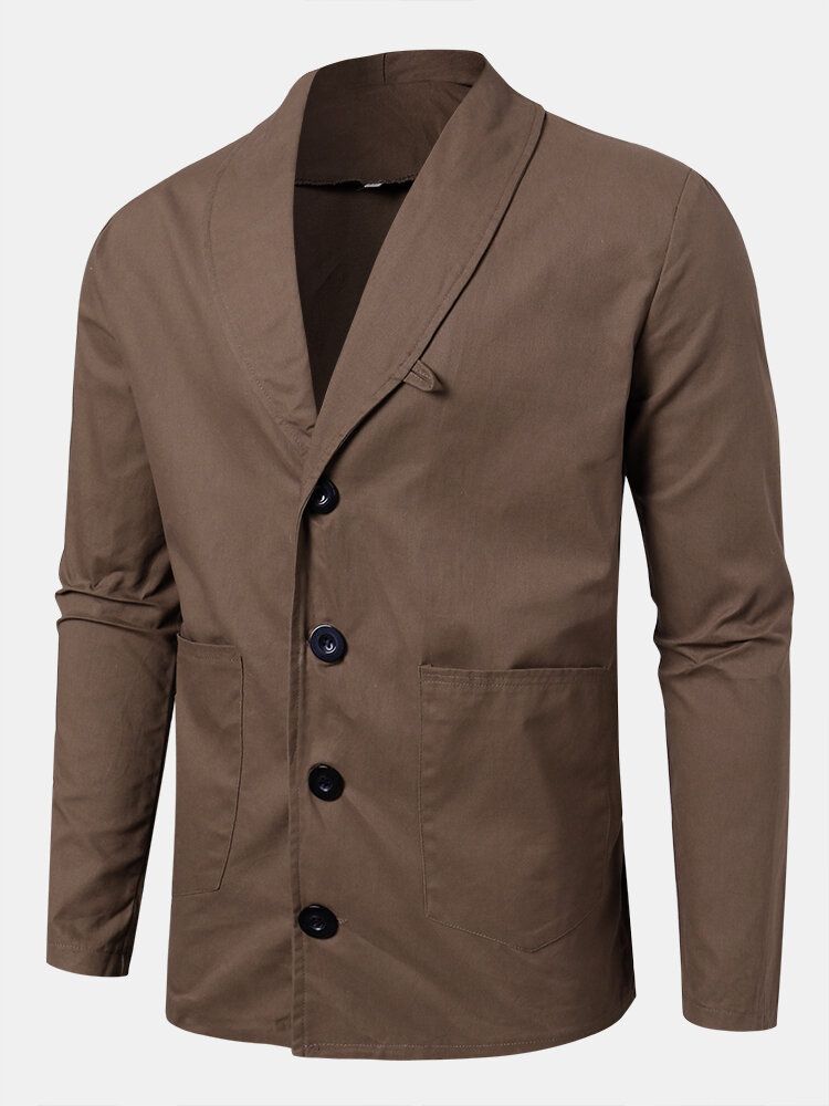 Veste Marron Vintage À Simple Boutonnage Pour Homme Avec Double Poche