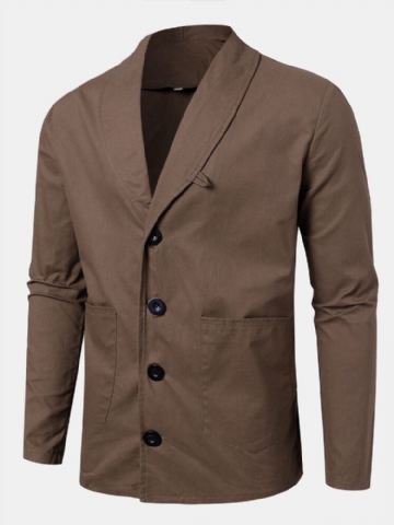 Veste Marron Vintage À Simple Boutonnage Pour Homme Avec Double Poche