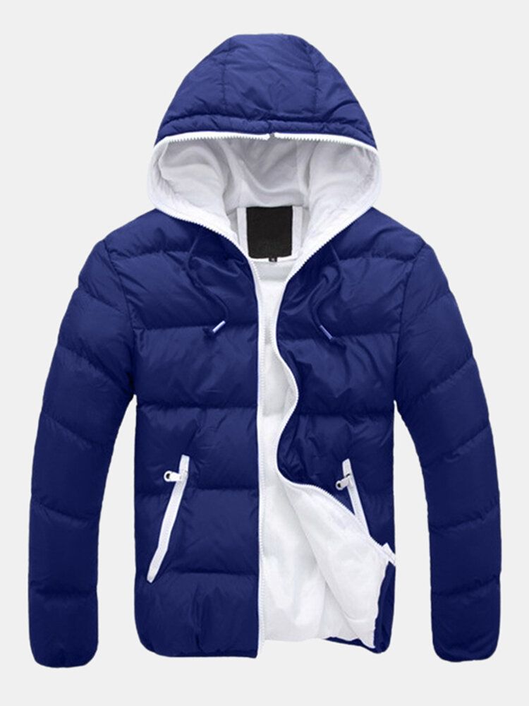 Veste Matelassée À Capuche Chaude Pour Homme Avec Contraste Thermique D'hiver