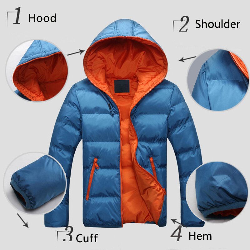 Veste Matelassée À Capuche Chaude Pour Homme Avec Contraste Thermique D'hiver