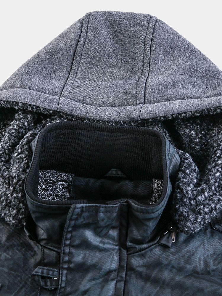 Veste De Moto En Cuir Pu À Capuche Pour Homme