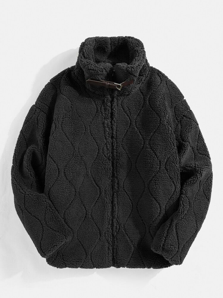 Veste En Peluche Polaire À Manches Longues Et Col Montant Pour Hommes