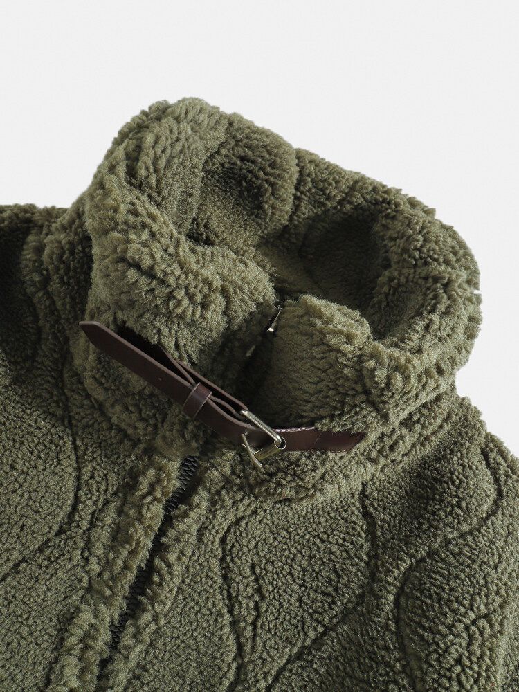 Veste En Peluche Polaire À Manches Longues Et Col Montant Pour Hommes