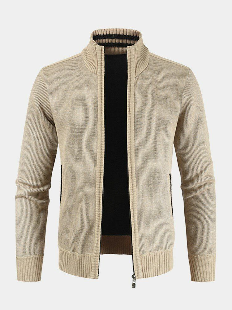 Veste Pull En Tricot À Manches Longues Avec Fermeture Éclair Pour Homme