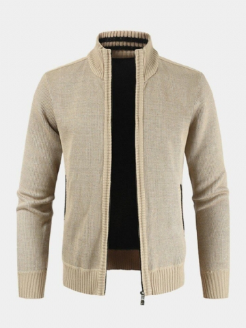 Veste Pull En Tricot À Manches Longues Avec Fermeture Éclair Pour Homme