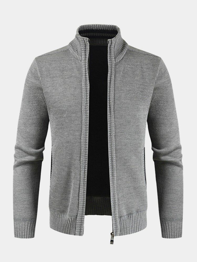 Veste Pull En Tricot À Manches Longues Avec Fermeture Éclair Pour Homme