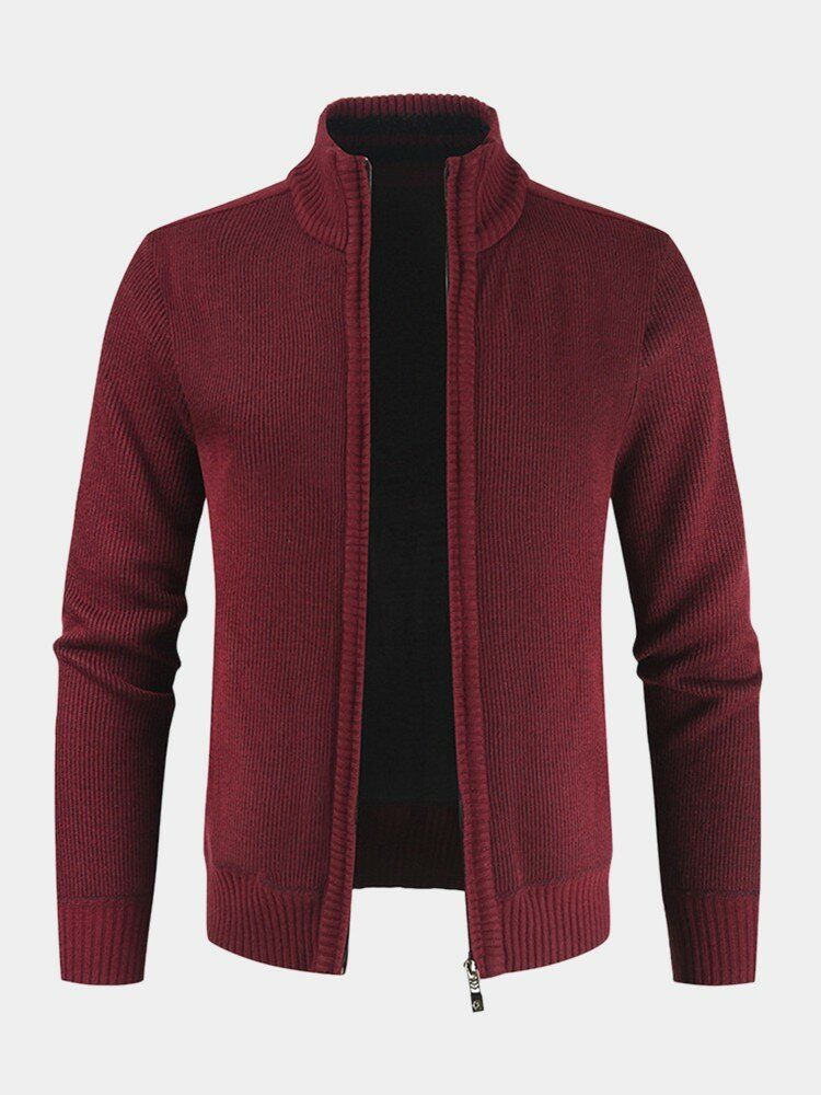 Veste Pull En Tricot À Manches Longues Avec Fermeture Éclair Pour Homme