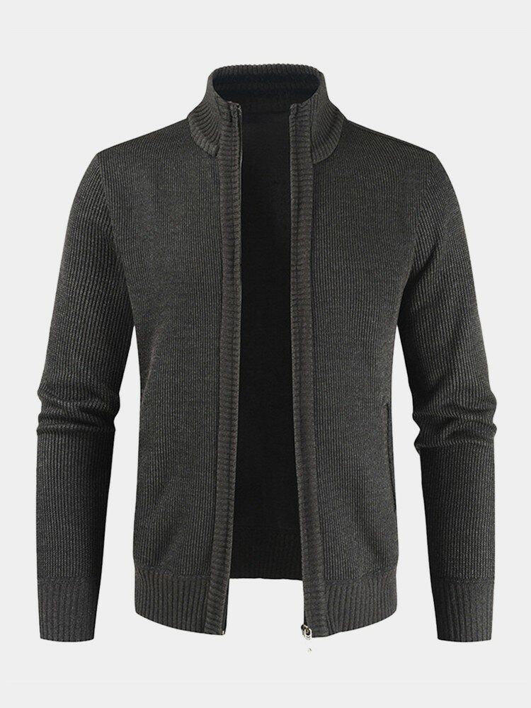 Veste Pull En Tricot À Manches Longues Avec Fermeture Éclair Pour Homme