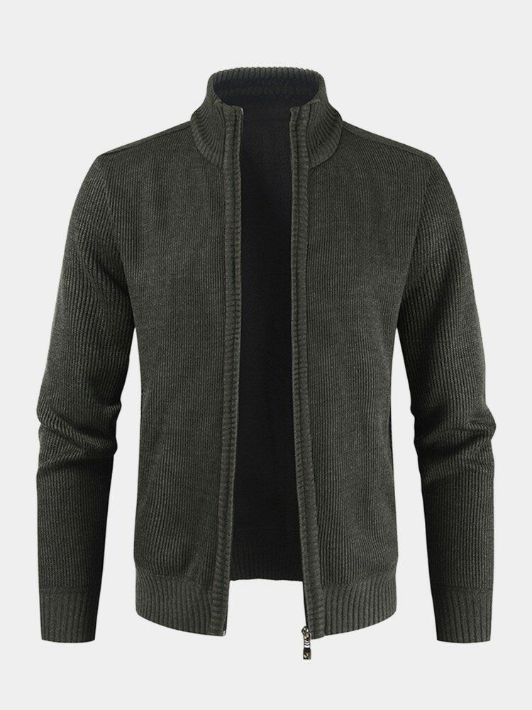 Veste Pull En Tricot À Manches Longues Avec Fermeture Éclair Pour Homme