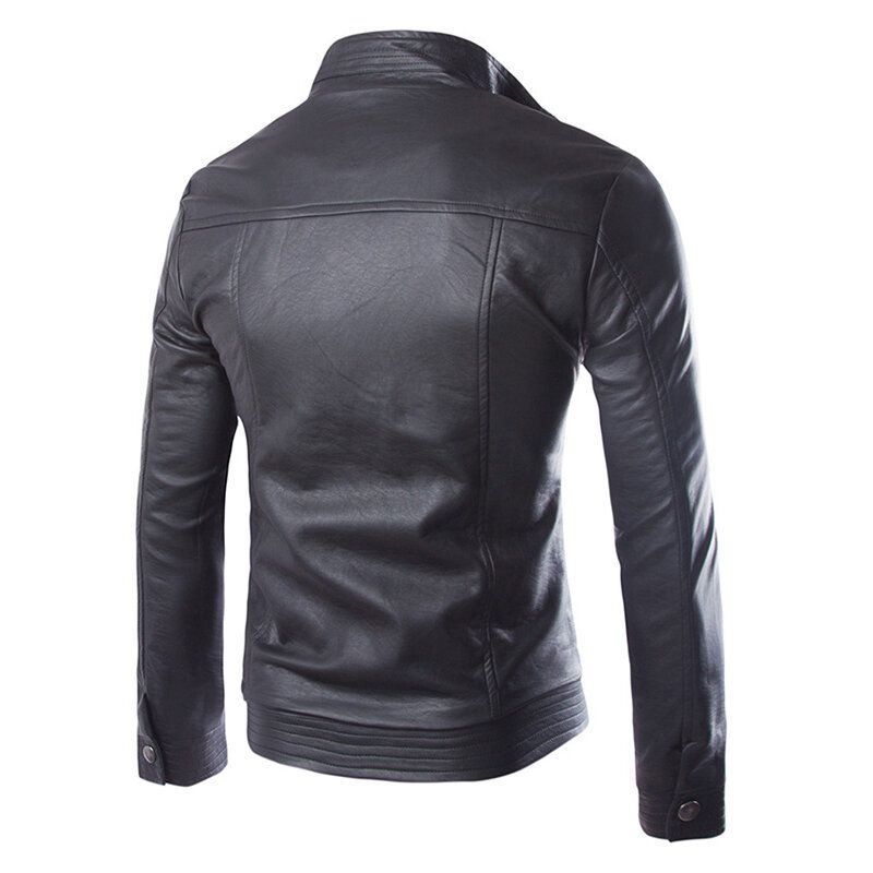 Veste En Similicuir Noir Avec Col Montant Pour Homme