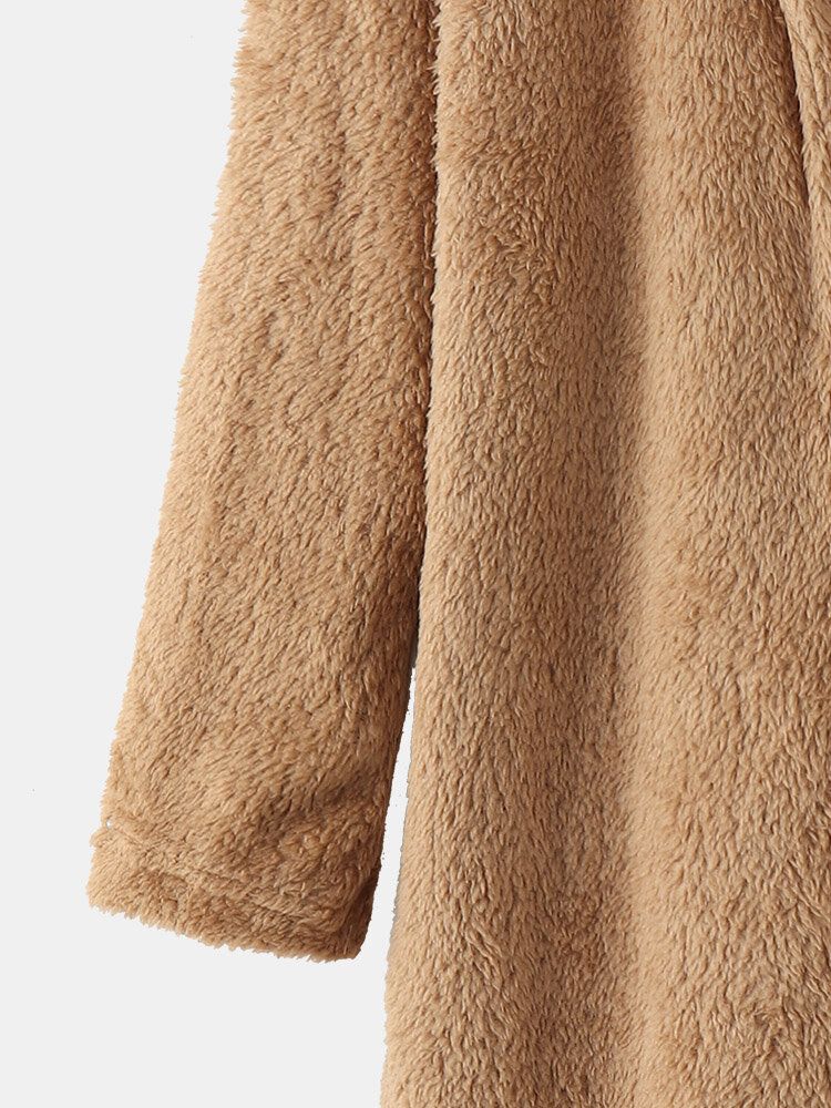 Vestes En Peluche Solides Pour Femmes Long Manteau Européen D'hiver